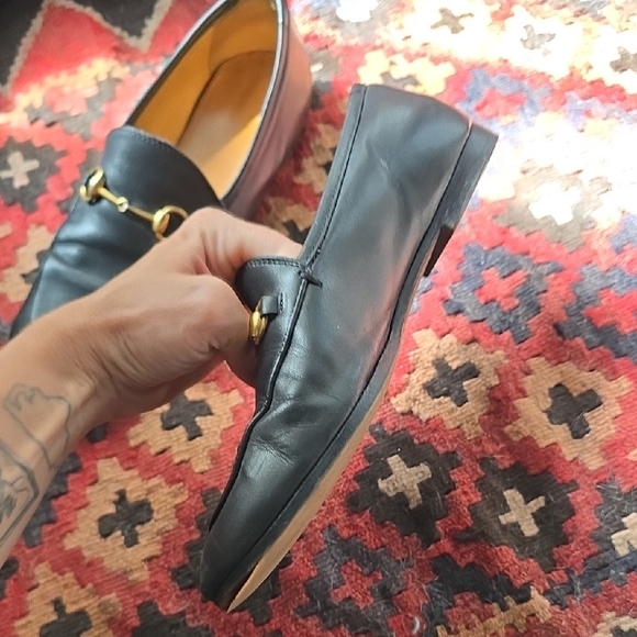 Gucci Black Leather Loafers Horsebit Authentic - Picture 13 of 16